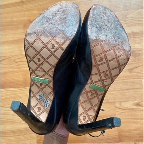 L.A.M.B. Black Leather Rosette Mary Jane Heels - Picture 4 of 4